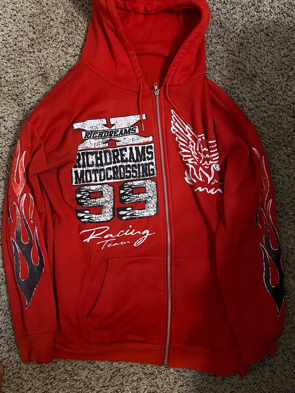 Red Motocross 99 Zip Hoodie